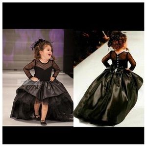 Black Flower Girl Dresses High Low